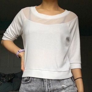 Delia’s White Mesh Elbow Sleeve Shirt XS